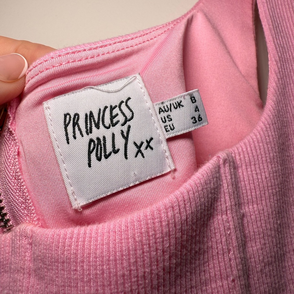 Princess Polly Blush Ribbed Top - Picture 2 of 3